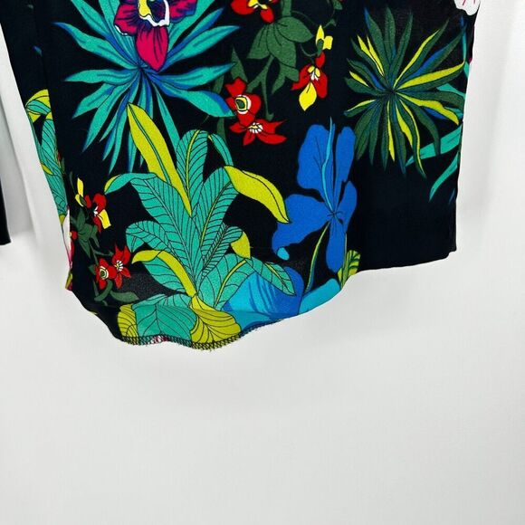 CACHE Blue Green Pink Floral Lightweight High Rise Wide Leg Belted Pants Size 8 - Picture 7 of 8